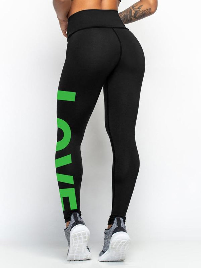 Printed "LOVE" High Waist Tummy Control Fitness Leggings
